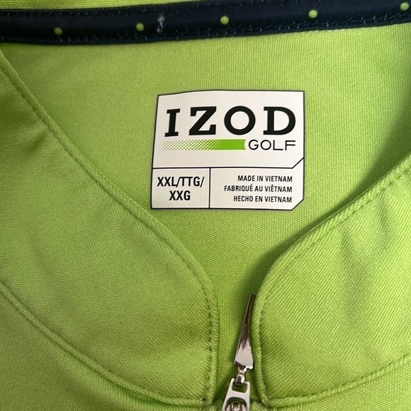 IZOD Green/Navy Blue Faux Collar Sleeveless Golf Shirt Sz XXL - Picture 5 of 7